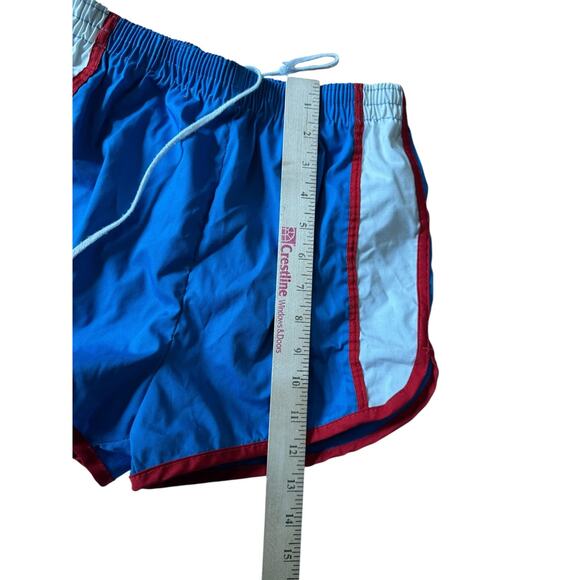 VTG Off The Wall Men’s Nylon Running Shorts Blue Red White Lined SZ Small 80s - Picture 8 of 9